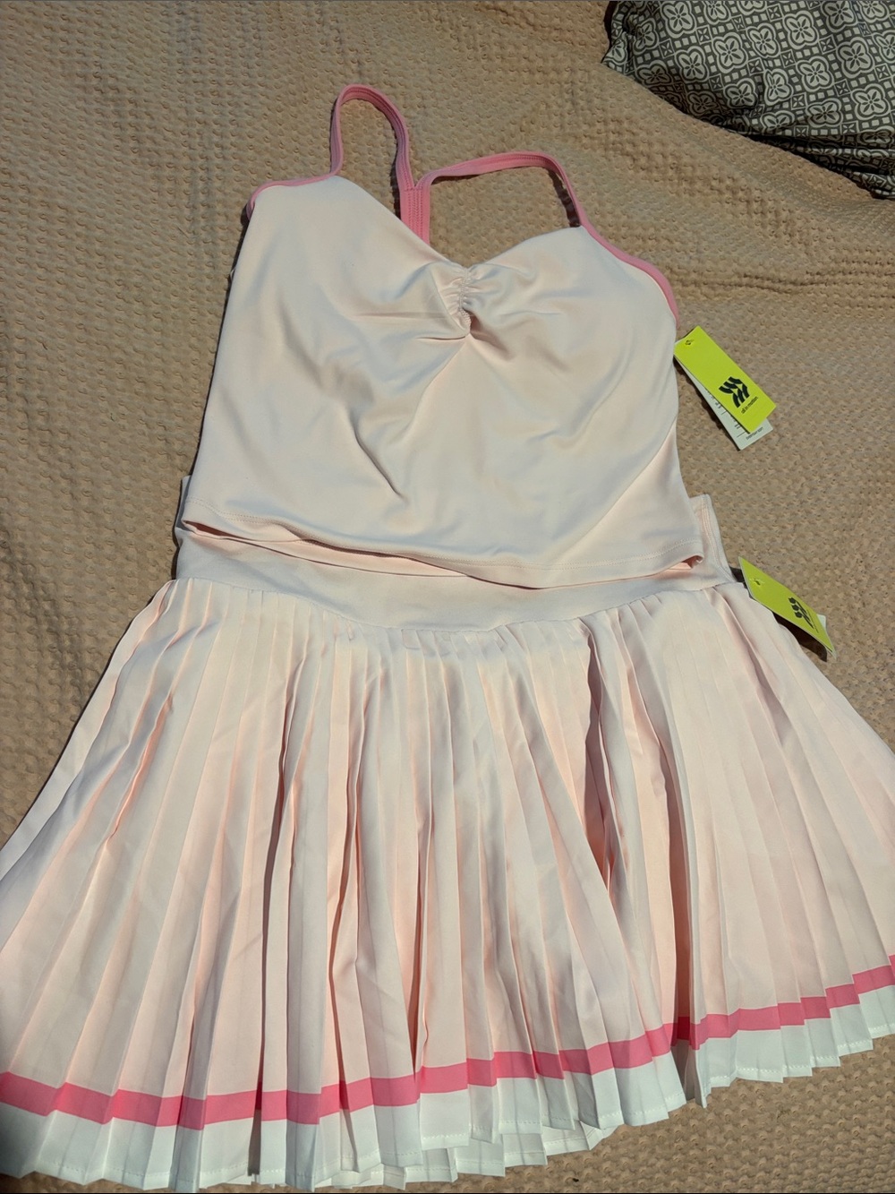 all in motion Light Pink Pleated Skirt Dress with Pink Trim